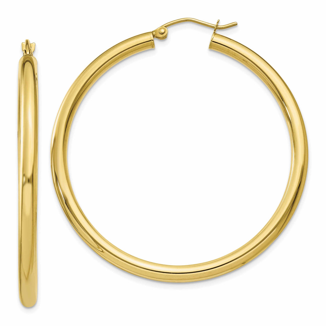 10k Yellow Gold Polish 3MM Wide Round Hoop Earring