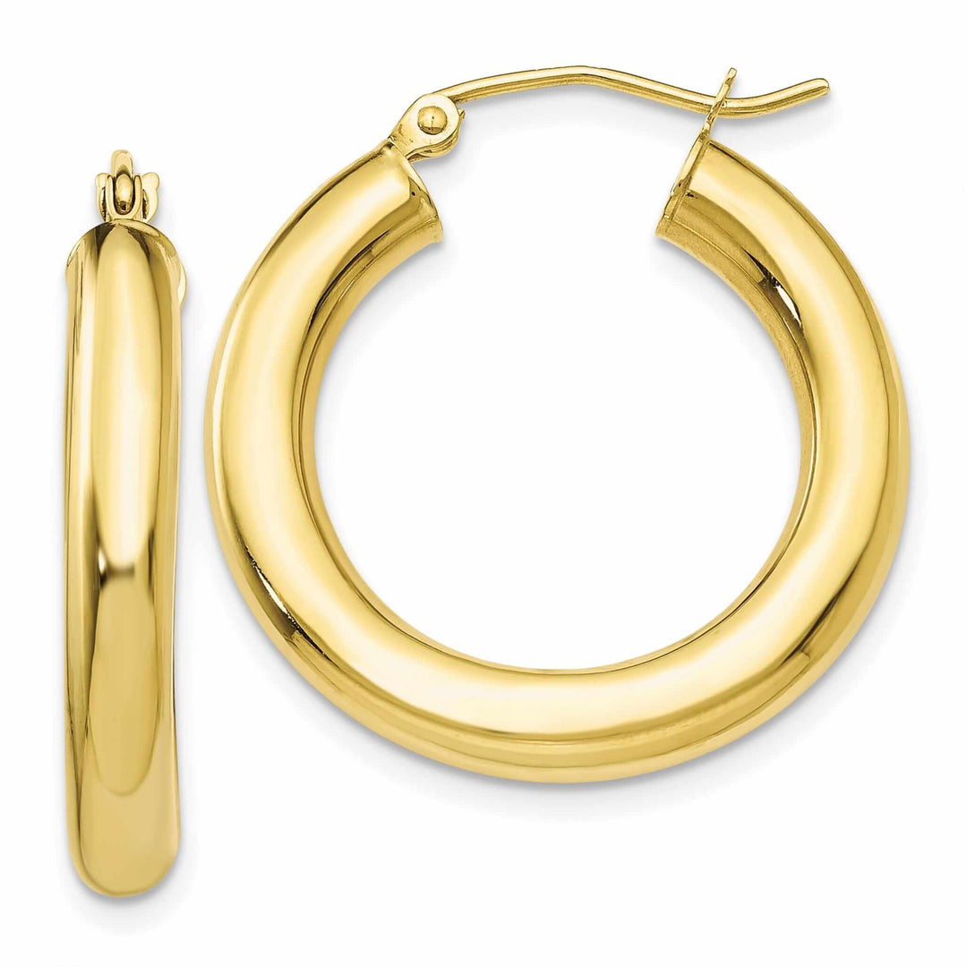 10k Yellow Gold Polished 4MM x 25MM Hoop Earrings