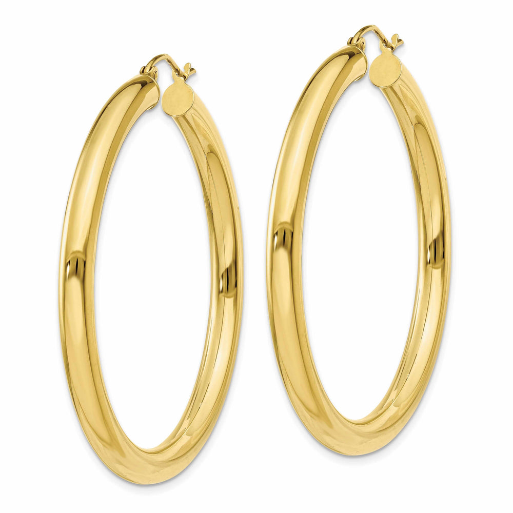 10k Yellow Gold Polished 4MM x 45MM Hoop Earrings