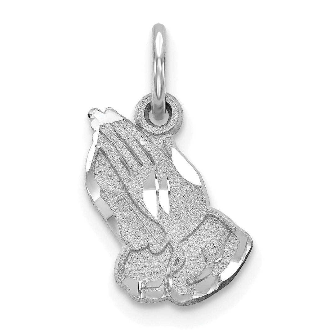 Solid 10K White Gold Praying Hands Pendant