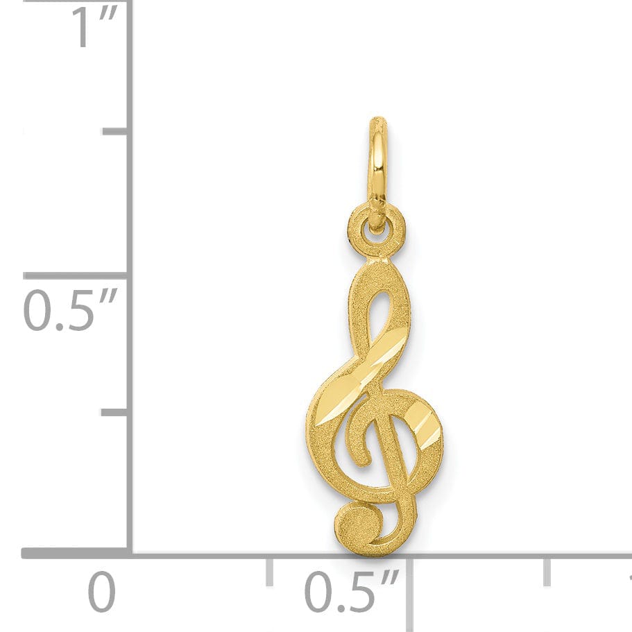 Solid 10k Yellow Gold Small Treble Clef Pendant