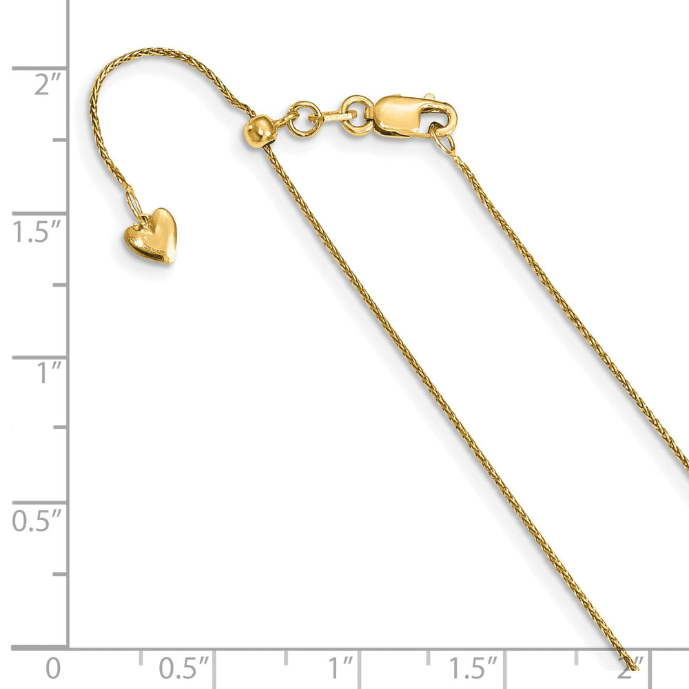 14k Yellow Gold Adjustable .8mm D.C Wheat Chain