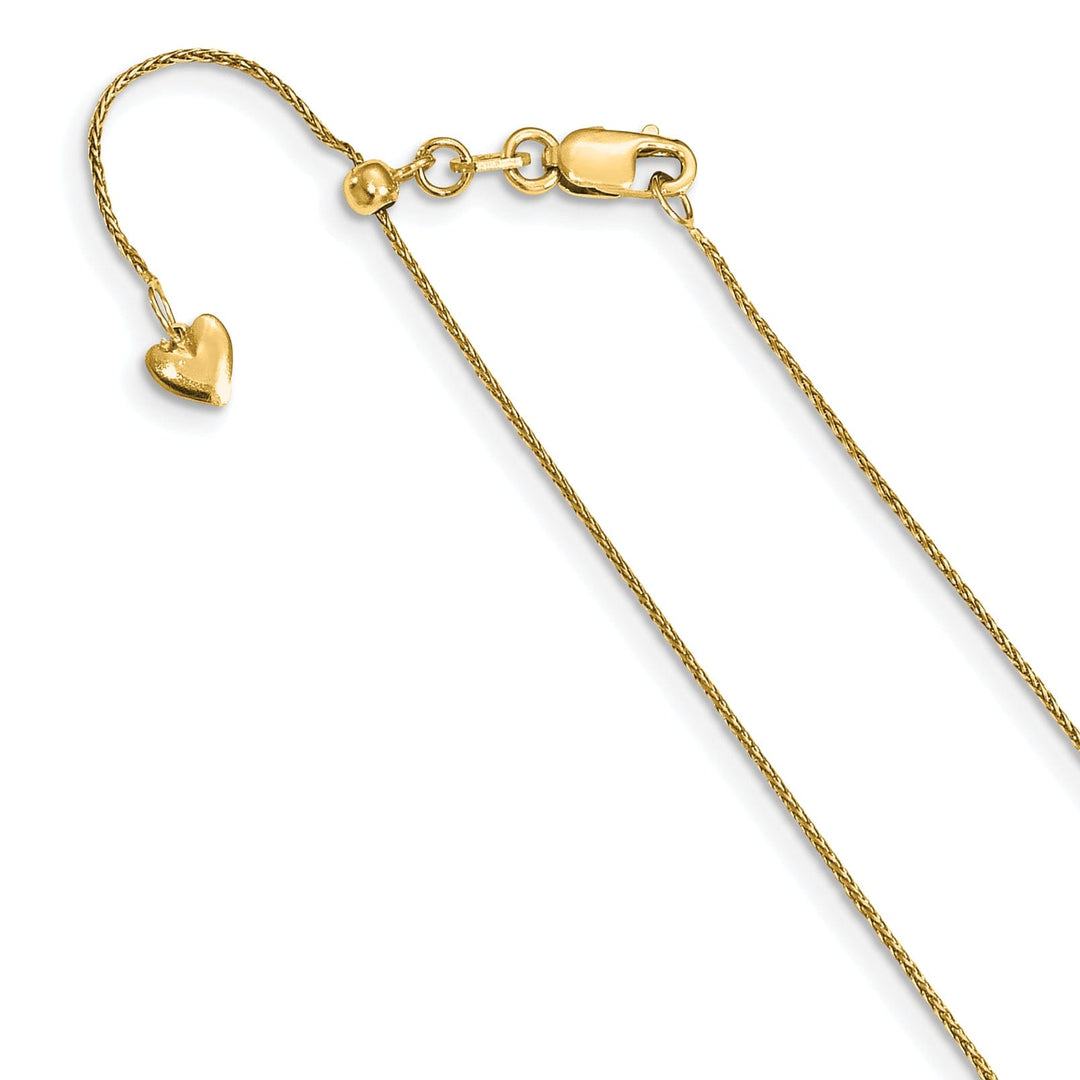 14k Yellow Gold Adjustable .8mm D.C Wheat Chain