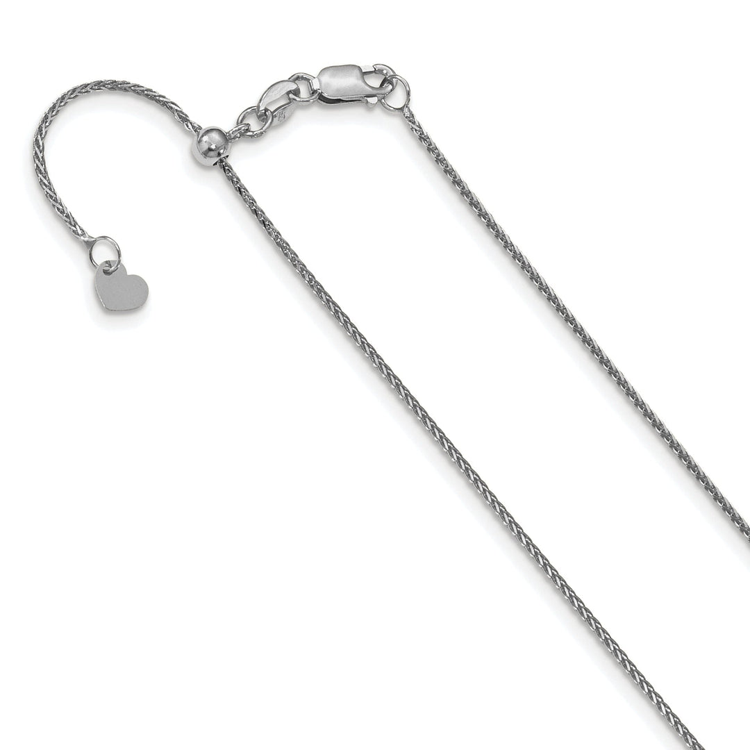 14k White Gold Adjustable 1mm D.C Wheat Chain