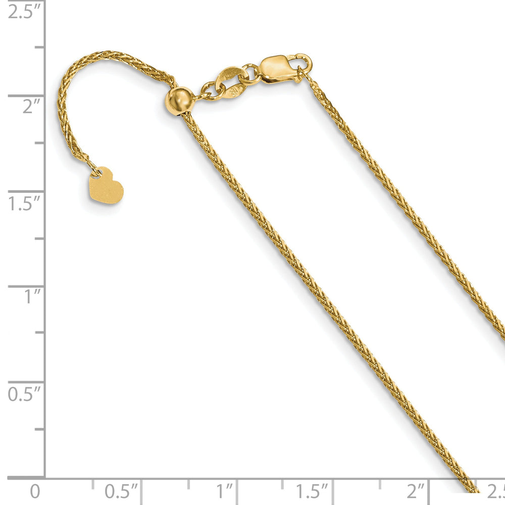 14k Yellow Gold Adjustable 1.3mm D.C Wheat Chain