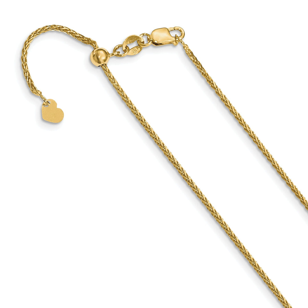14k Yellow Gold Adjustable 1.3mm D.C Wheat Chain