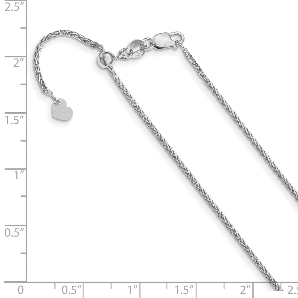 14k White Gold Adjustable 1.3mm D.C Wheat Chain