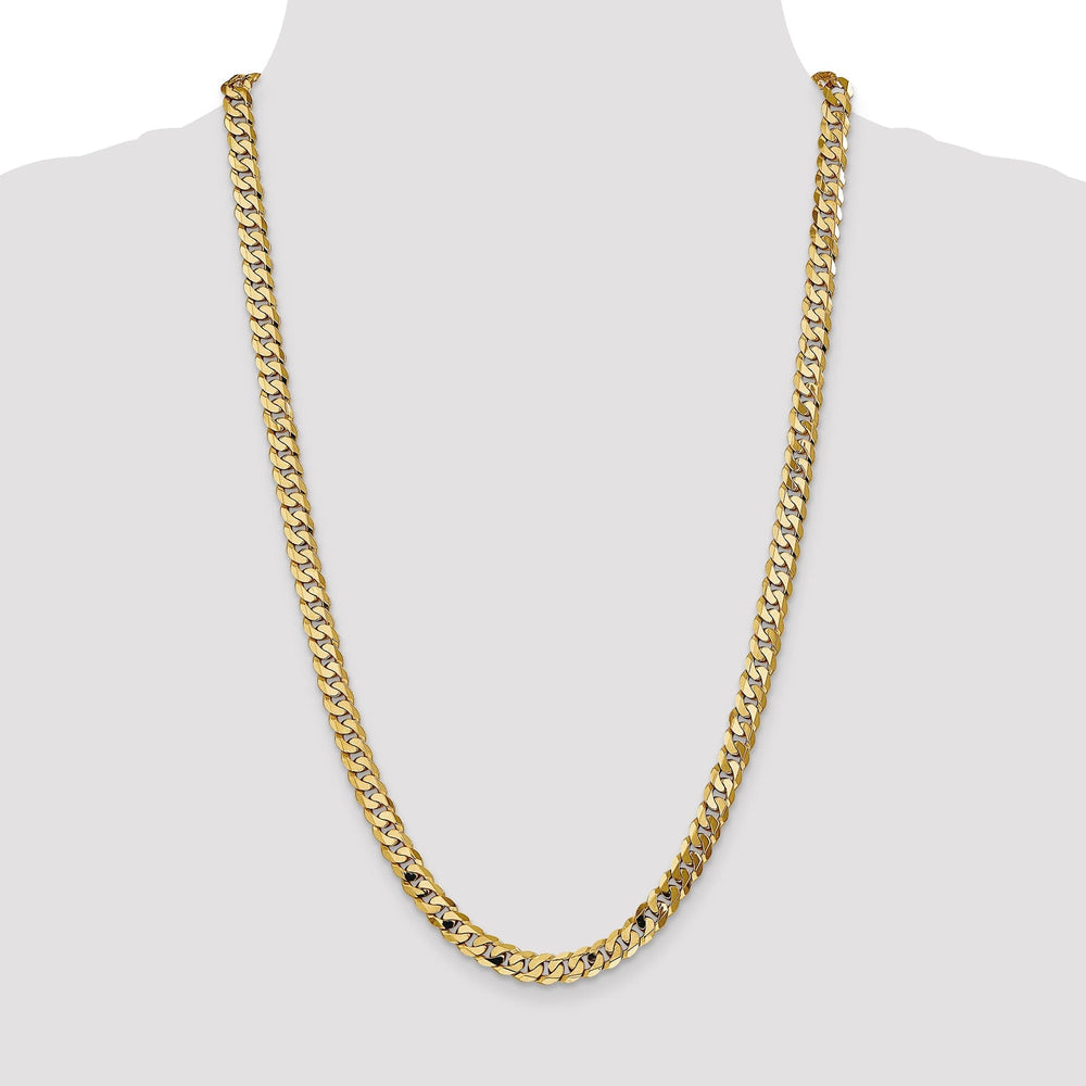 14k Yellow Gold 6.75mm Flat Beveled Curb Chain