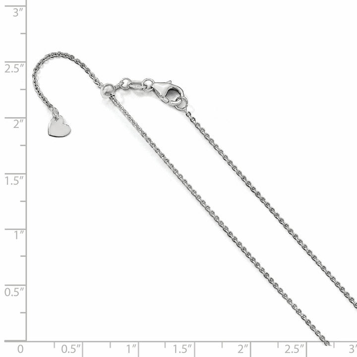 14K White Gold Flat Cable Adjustable Chain