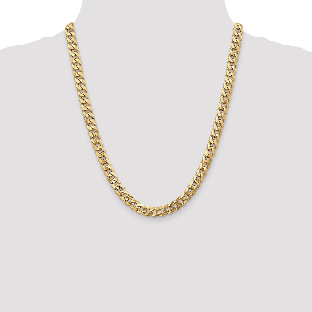 14k Yellow Gold 8mm Flat Beveled Curb Chain