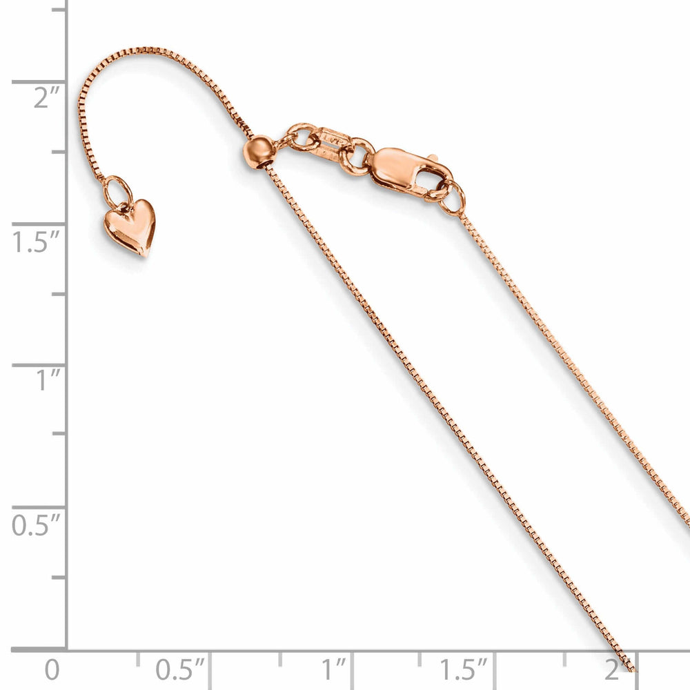 14K Rose Gold Adjustable .55mm Baby Box Chain