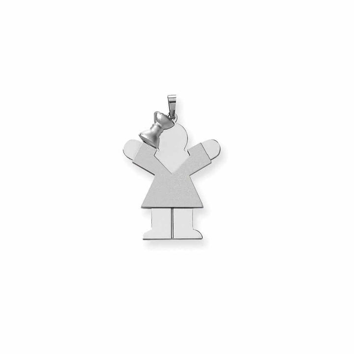 14 White Gold Solid Large Girl With Bow Love Charm