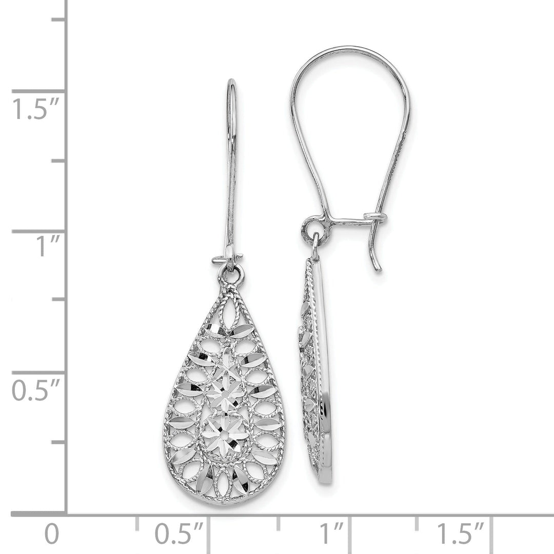 14k White Gold Diamond cut Dangle Earrings