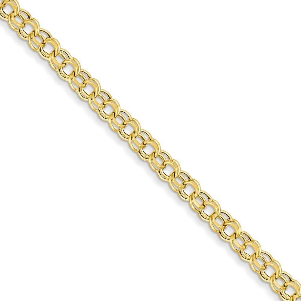 14k Yellow Gold Lite Double Link Charm Bracelet
