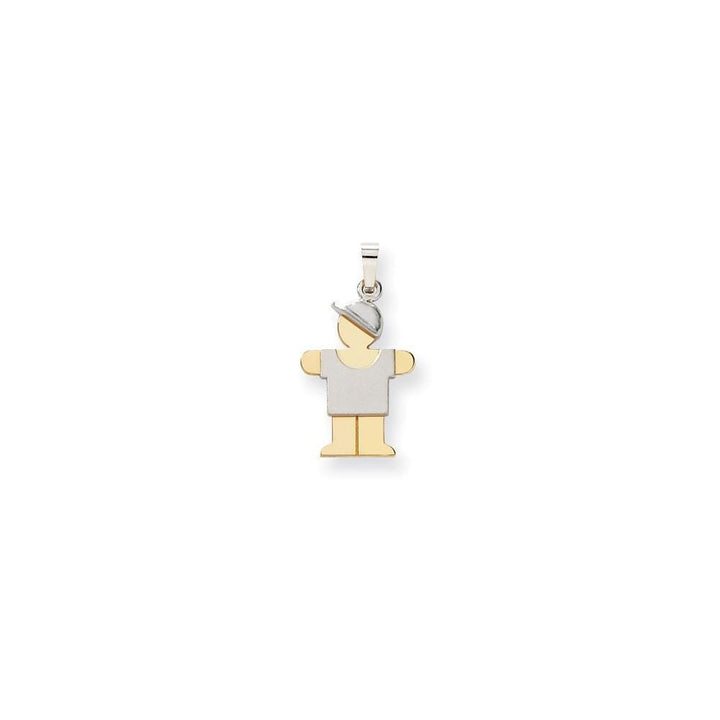 14k Two-tone Polished Small Boy With Hat Hugs Charm