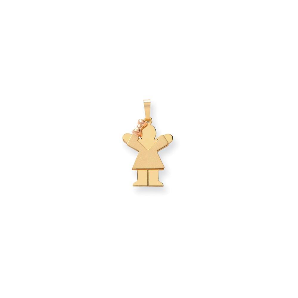 14k Two-tone Small Polished Love Girl Bow Charm