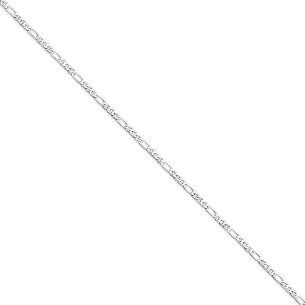 14k White Gold 3.00-mm Flat Solid Figaro Chain