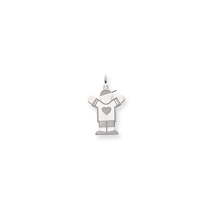14k White Gold Heart Boy With Hat Love Charm