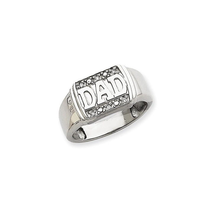 14k White Gold Men's Diamond Dad Ring