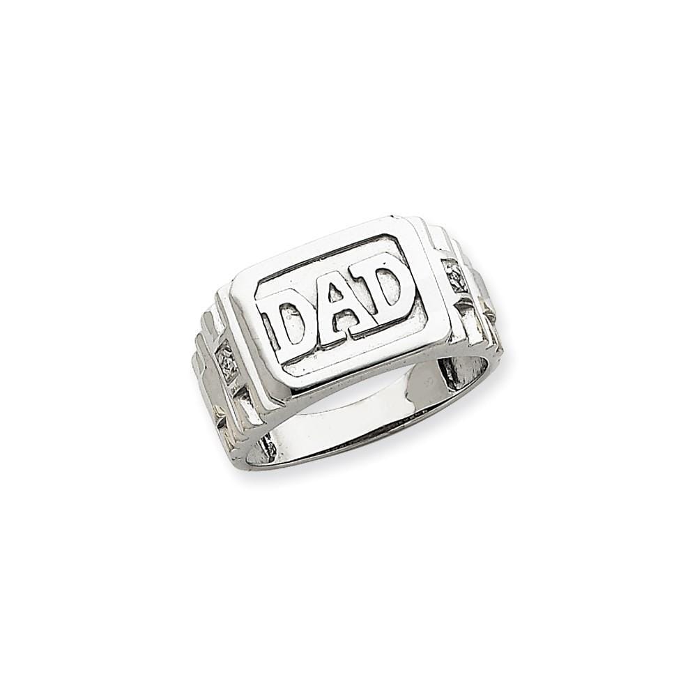 14k White Gold Polished Men's Diamond Dad Ring