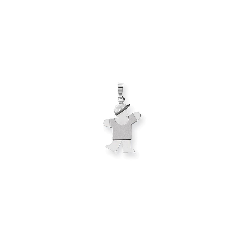 14k White Gold Solid Small Boy With Hat Kiss Charm