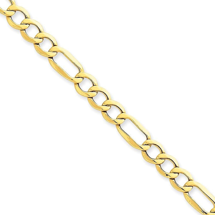 14k Yellow Gold 6.60-mm Semi Solid Figaro Chain