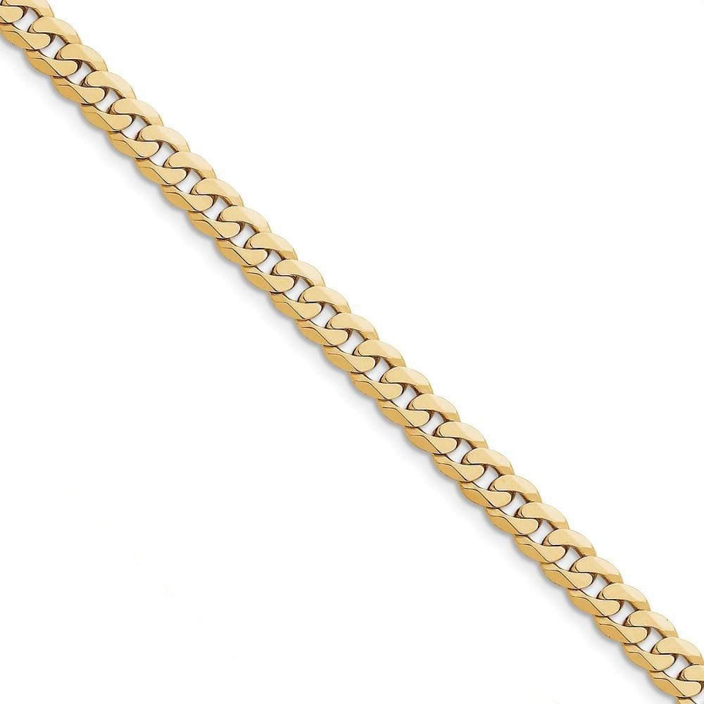 14k Yellow Gold 7.25mm Flat Beveled Curb Chain