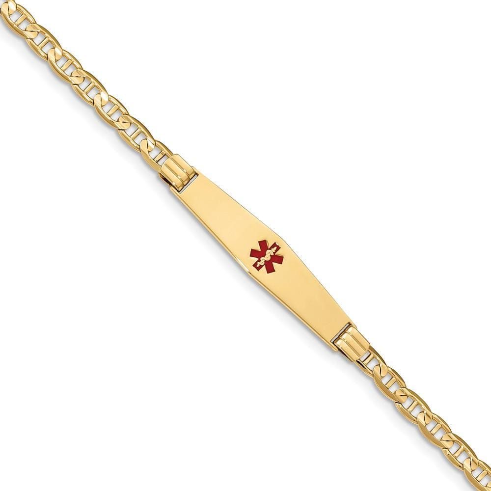 14K Yellow Gold Anchor Link Medical ID Bracelet