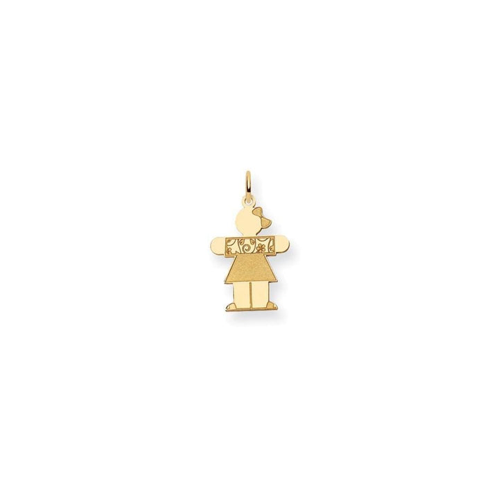 14k Yellow Gold Girl in Floral Dress Hugs Charm
