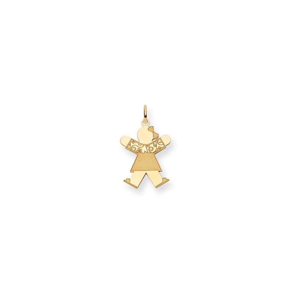 14k Yellow Gold Girl in Floral Dress Joy Charm
