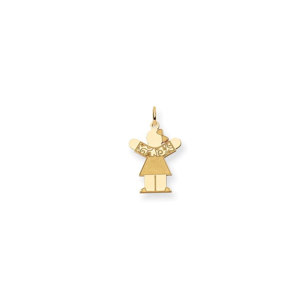 14k Yellow Gold Girl in Floral Dress Love Charm