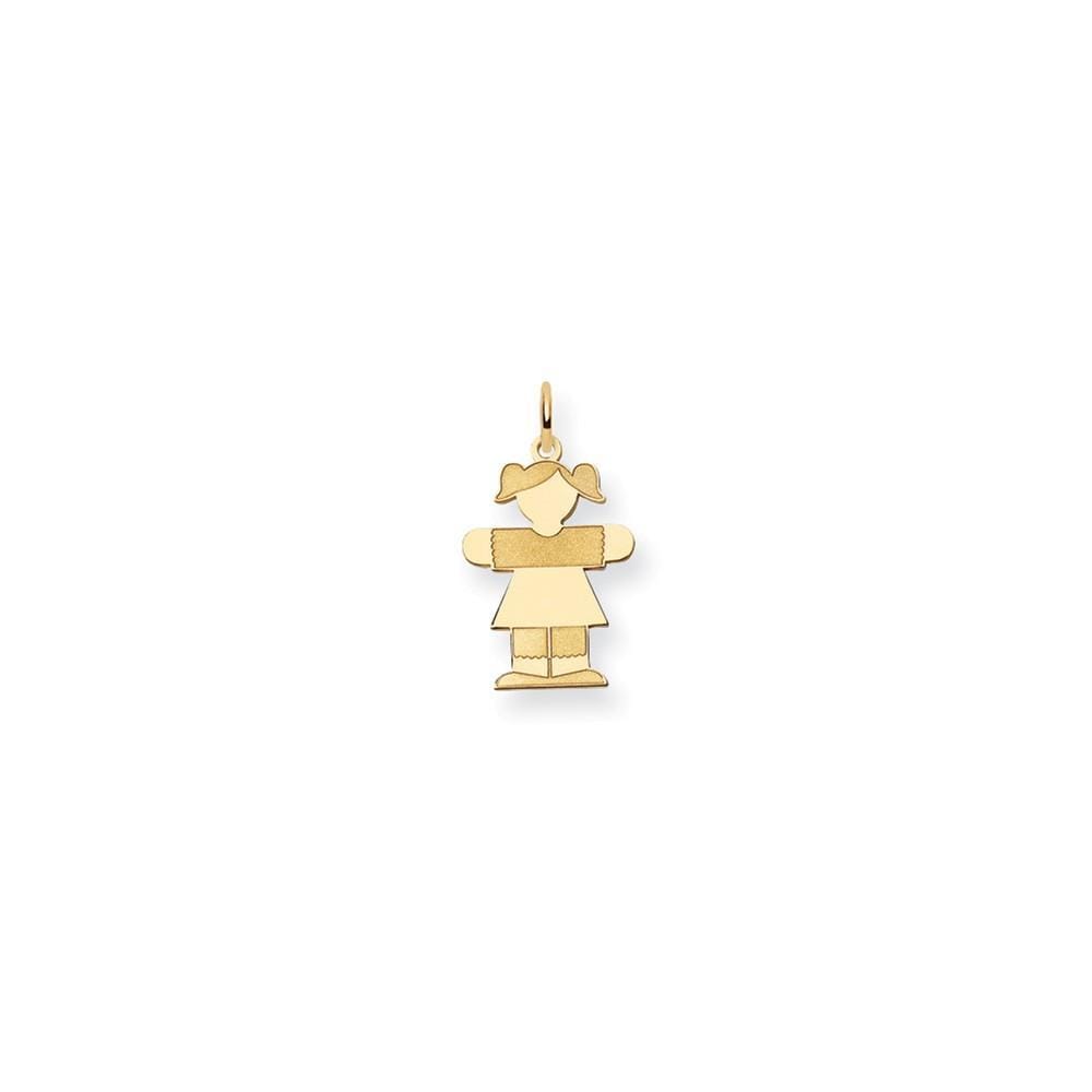 14k Yellow Gold Girl With Pigtails Hugs Charm