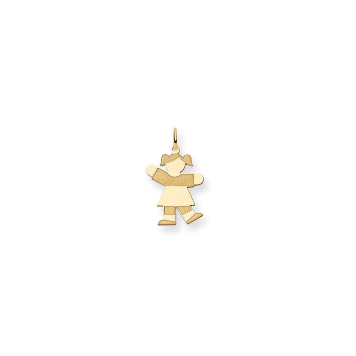 14k Yellow Gold Girl With Pigtails Kiss Charm