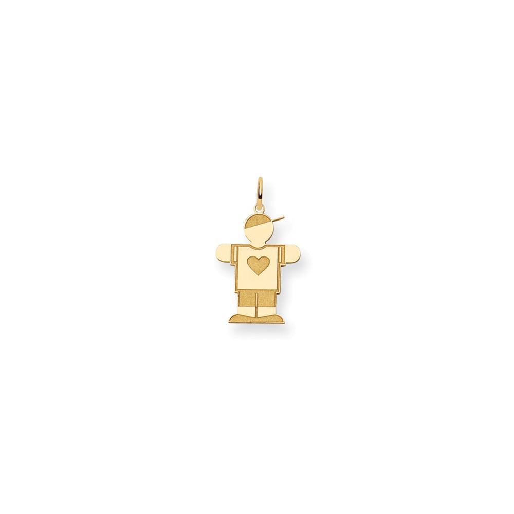 14k Yellow Gold Heart Boy With Hat Hugs Charm