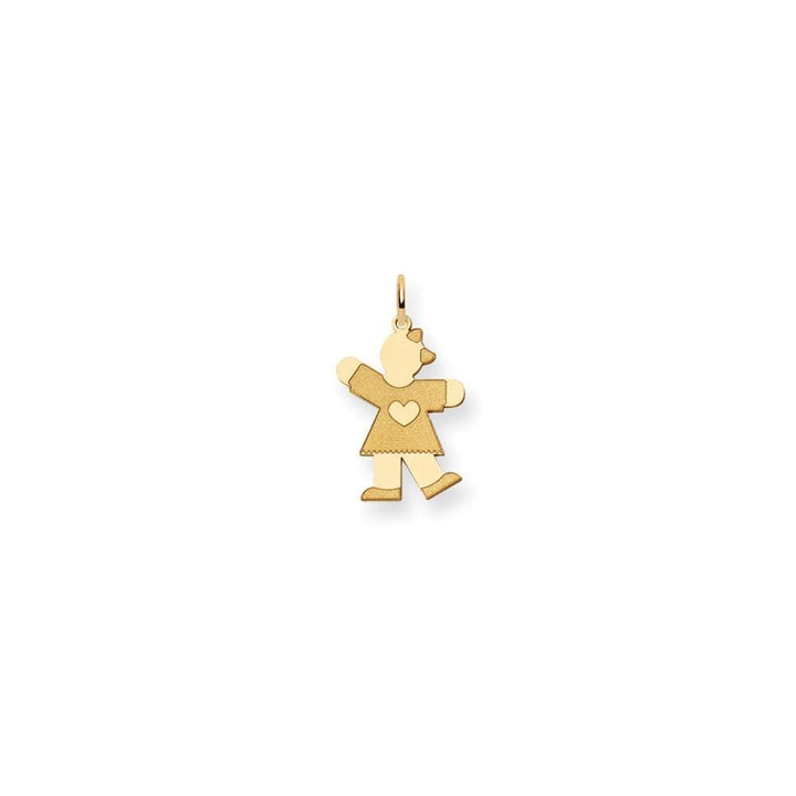 14k Yellow Gold Heart Girl With Bow Kiss Charm