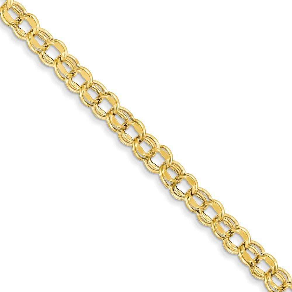 14k Yellow Gold Hollow Double Link Charm Bracelet