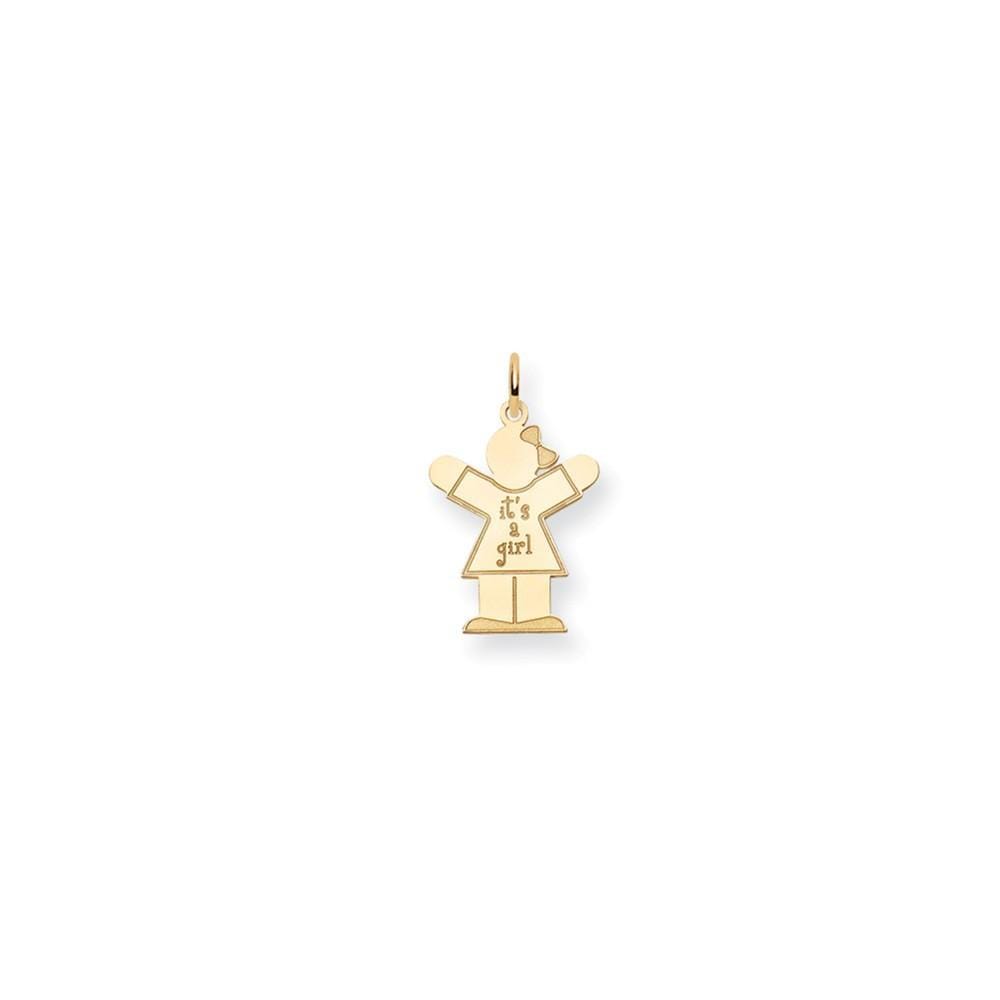 14k Yellow Gold It's a Girl Love Charm