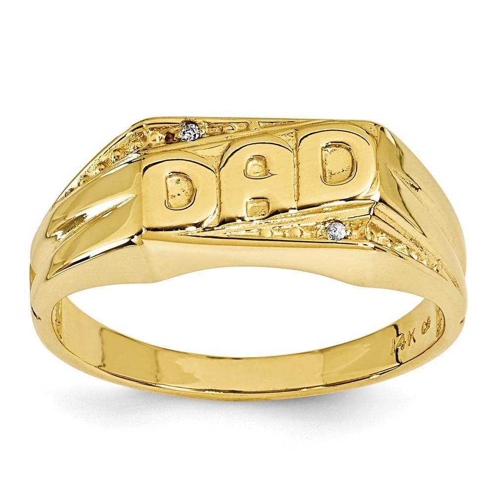 14k Yellow Gold Men's .01ct. Diamond Dad Ring