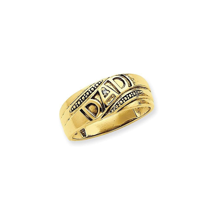 14k Yellow Gold Men's .01ct. Diamond Dad Ring