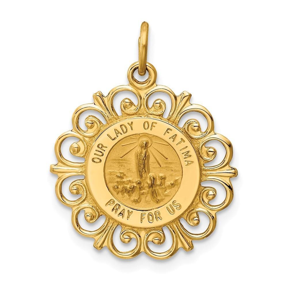14k Yellow Gold Our Lady of Fatima Medal Pendant