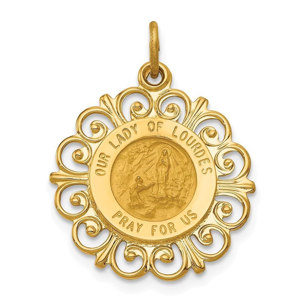 14k Yellow Gold Our Lady of Lourdes Medal