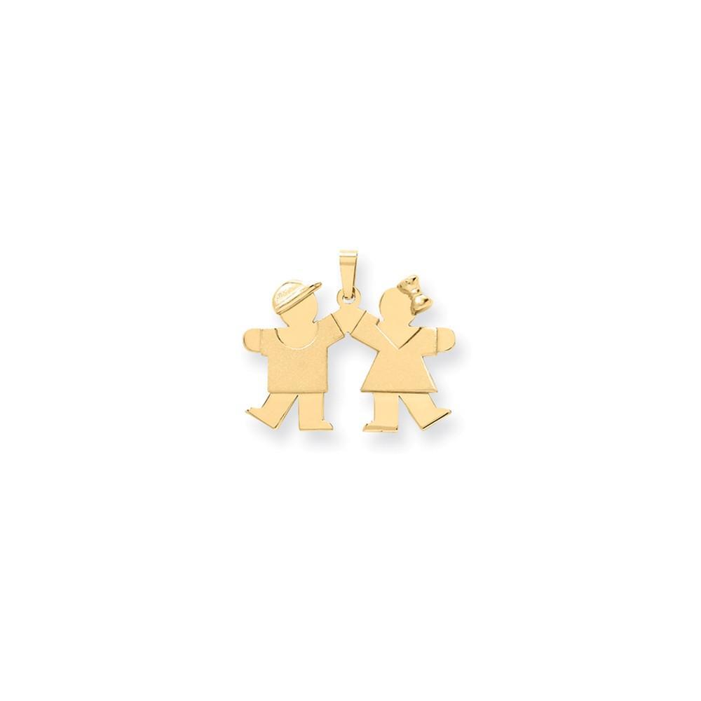 14k Yellow Gold Polished Boy-Girl Twins Kiss Charm
