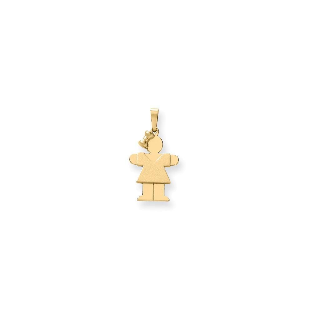 14k Yellow Gold Polished Girl With Bow Hugs Charm