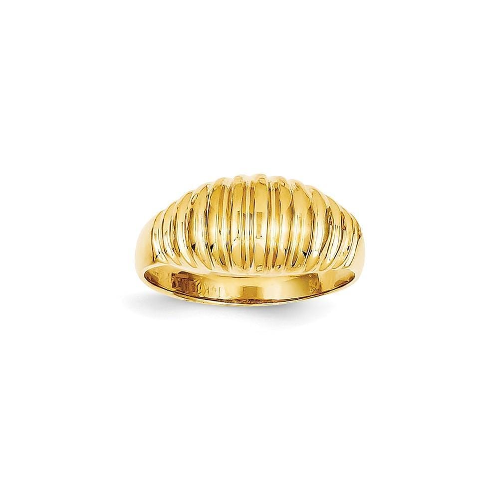 14k Yellow Gold Polished Ribbed Dome Ring