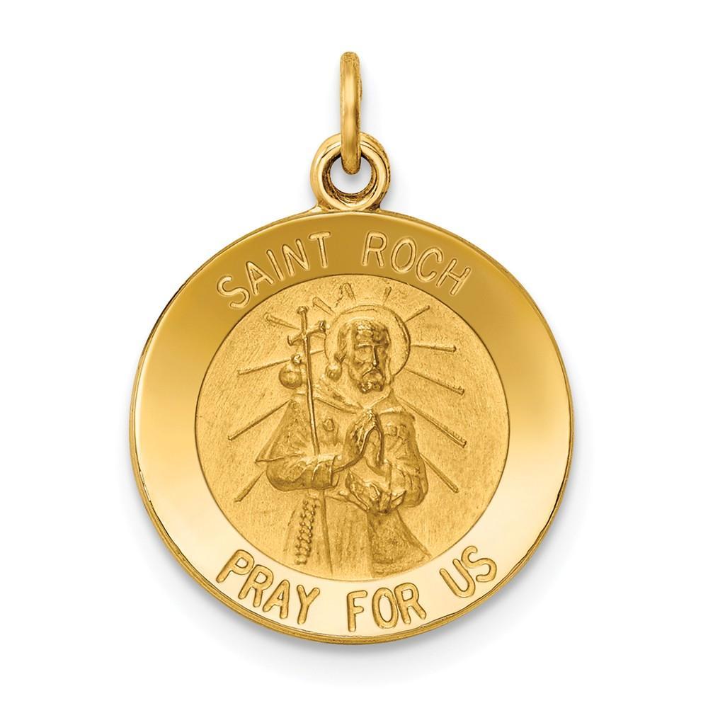 14k Yellow Gold Saint Roch Medal Pendant