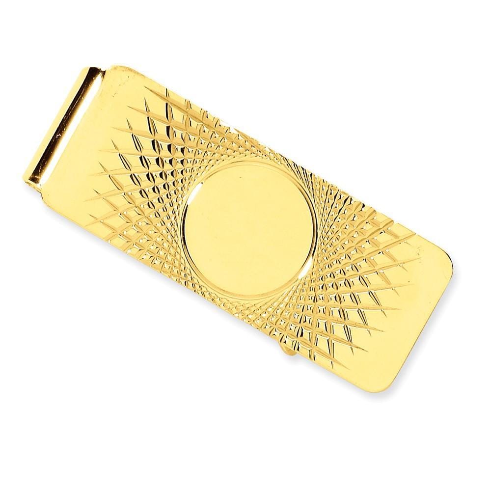 14k Yellow Gold Solid Circle Design Money Clip.