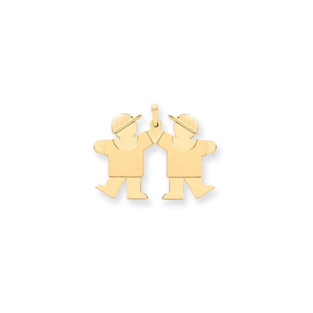 14k Yellow Gold Twin Boys With Hats Kiss Charm