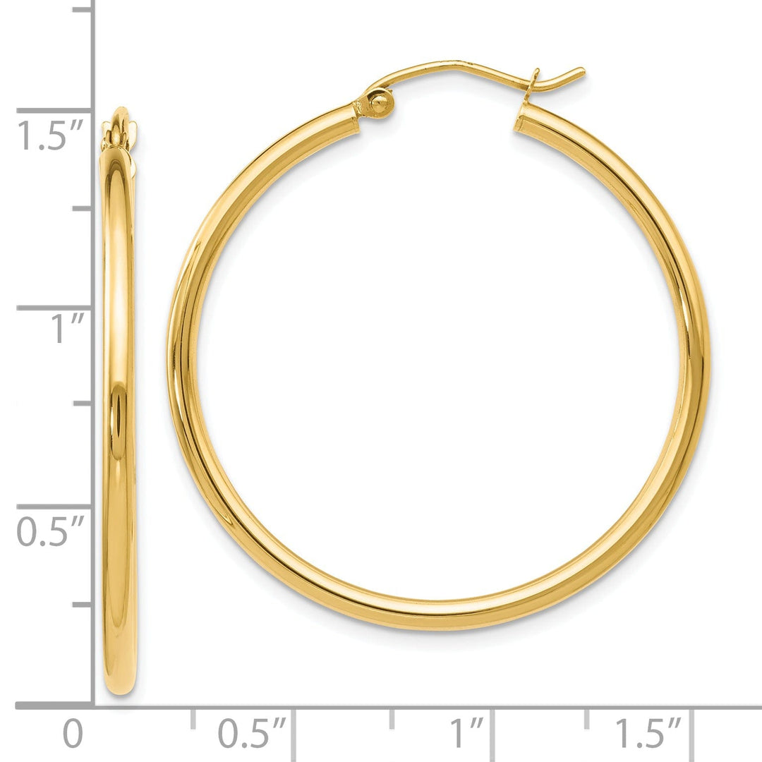 14k Yellow Gold 2mm Hoop Earrings