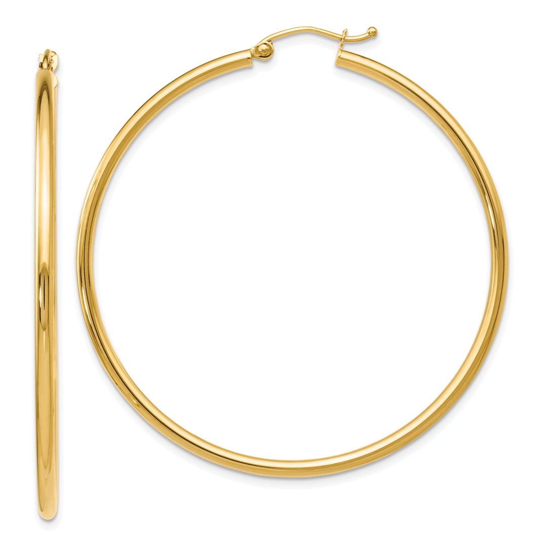 14k Yellow Gold 2-MM Hinged Hoop Earrings