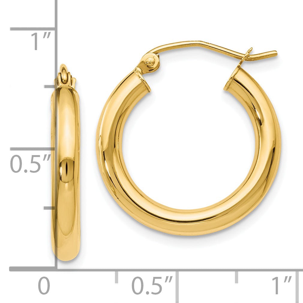 14k Yellow Gold 3mm Hoop Earrings